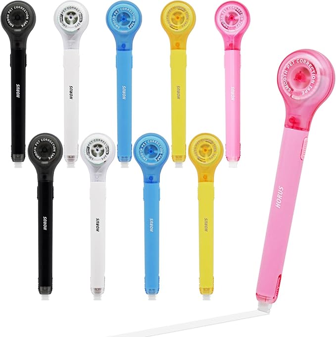 10 Pack Correction Tape Pen, Push Pull Protective, White, 1/5 x 236 Inch