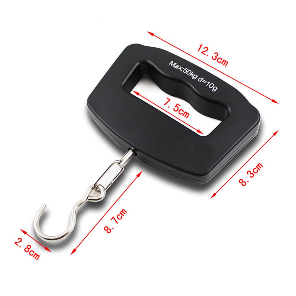 Odowalker Handheld Portable Digital Luggage Scale with Grip, 110Lb/50kg Digital Hanging Luggage Scale Travel Portable Electronic Weighing Suitcase and Bag, Black, Big Handle