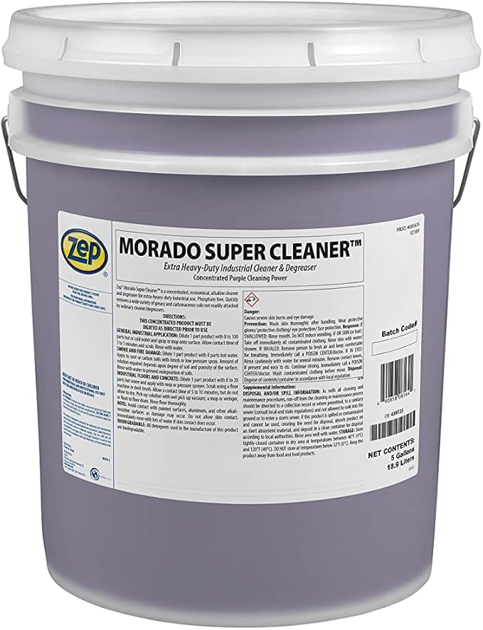 Zep Morado Purple Concentrated Super Cleaner - 5 Gallon (1 Unit) 85635 - Extra Heavy-Duty Industrial Degreaser, Phosphate Free, Alkaline Concentrate Removes Grease, Grime