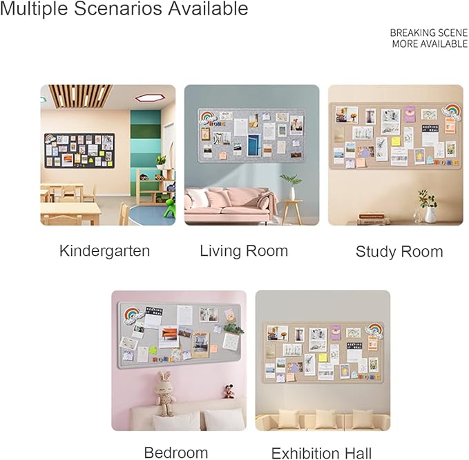 Large Bulletin Board, Foldable 60x36 Inches Cork Board Alternative, Large Felt Board Decorative Pin Board for Wall, Foldable Photo Board Self-Adhesive Vision Board with 36 Pushpins Dark Gray