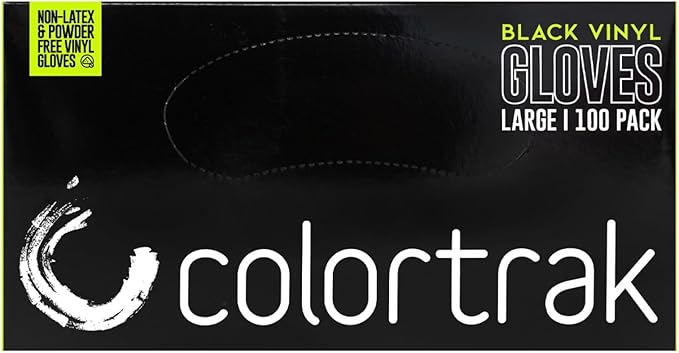 Colortrak Disposable Vinyl Gloves, Single-Use, Latex-Free, Powder-Free, Ambidextrous, Black