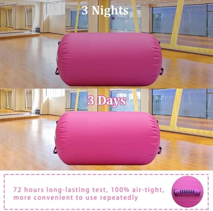 CZGBRO Gymnastics Barrel Air Roller NO Pump, Inflatable Tumbling Equipment Air Mat Octagon Mat for Backhandspring Training Cheerleading Home Use