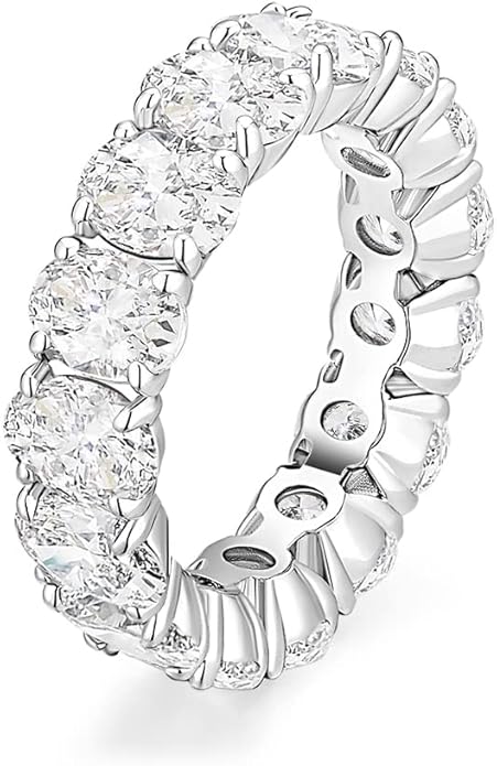 EAMTI Wedding Bands for Women Oval Cut Stackable CZ Cubic Zirconia Engagement Rings Eternity Band Rings Size 3-13