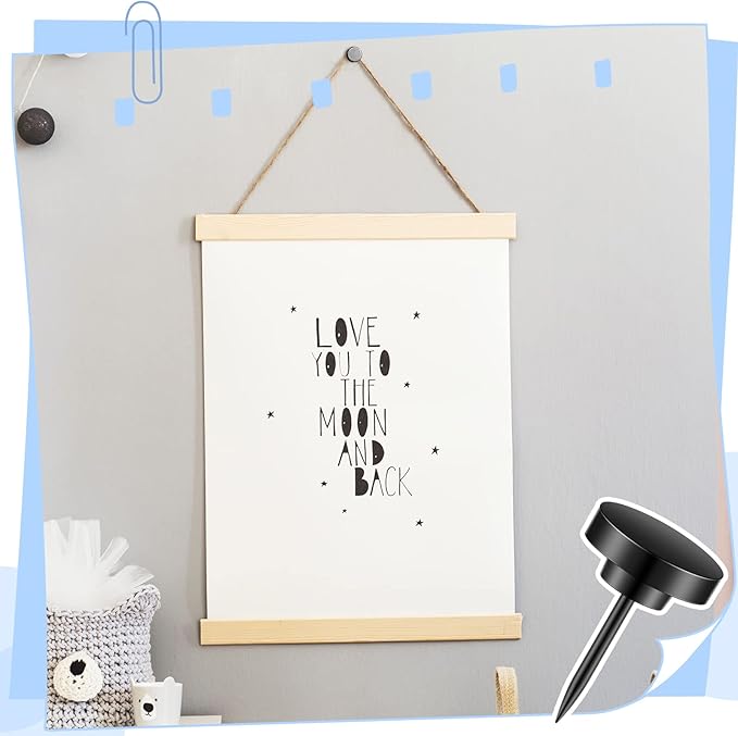 30 Pieces Push Pins, Metal Thumb Tacks for Picture Photo Hanging, Wall Pins for Board Posters Bulletin Maps, Wall Tack for Office Home Decorative (Black)