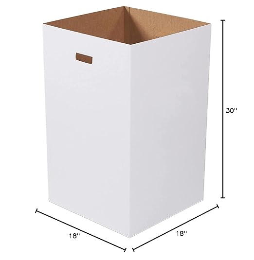 AVIDITI Cardboard Trash Cans and Recycling Bins, 40 Gallon 18"L x 18"W x 30"H (10-Pack) Reusable or Disposable Pop Up Garbage Boxes for Parties, Outdoor Events, Heavy Duty, Plain