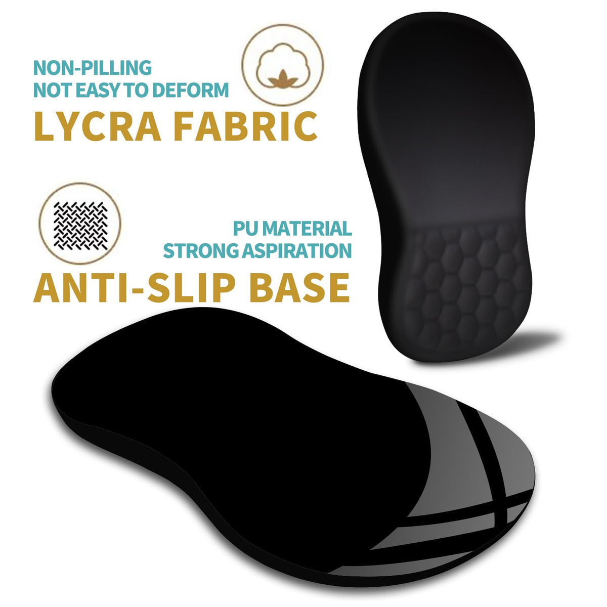 Hokafenle Ergonomic Mouse Pad Wrist Support with Massage Design, Wrist Rest Pain Relief Mousepad with Memory Foam&Non-Slip PU Base, Mouse Pads for Wireless Mouse & Desk (12x8 inch,Black)
