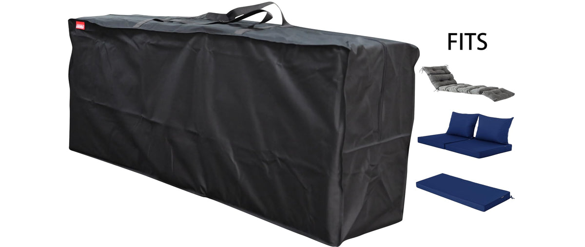 acoveritt Outdoor Rectangular Cushion/Cover Storage Bag, Protective Zippered Storage Bags with Handles, 60"X20"X28" Black