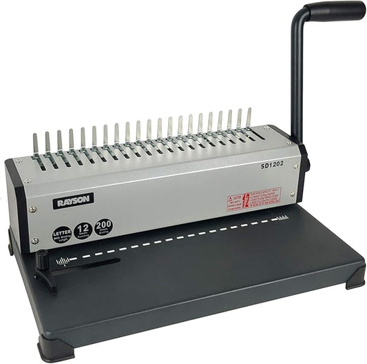 RAYSON SD1202 Comb Binding Machine, 19 Holes, Max Punching Letter Size, with Comb Set Binder for Daily Binding