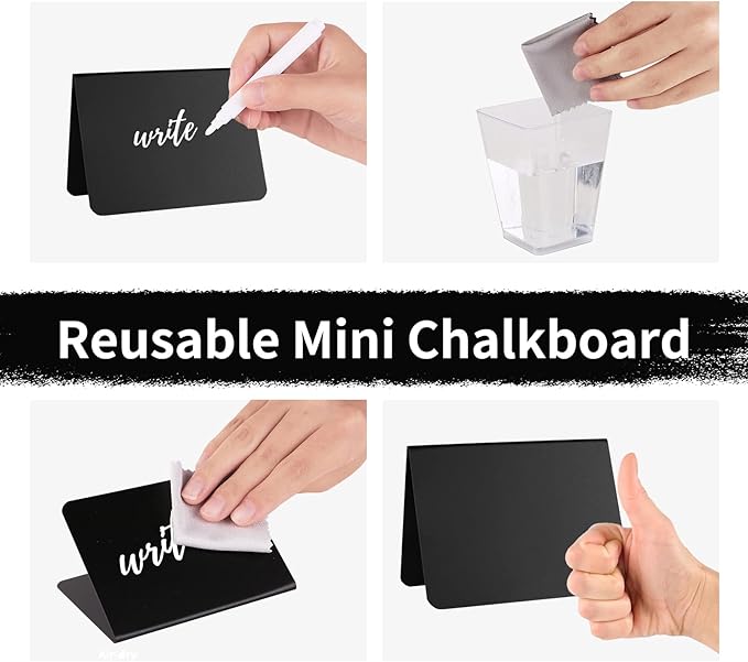 12 Pack 4"x3"Mini Chalkboard Signs for Chalk Sign for Food - Party - Buffet - Table Sign Chalkboard - Wedding - Bakery - Small