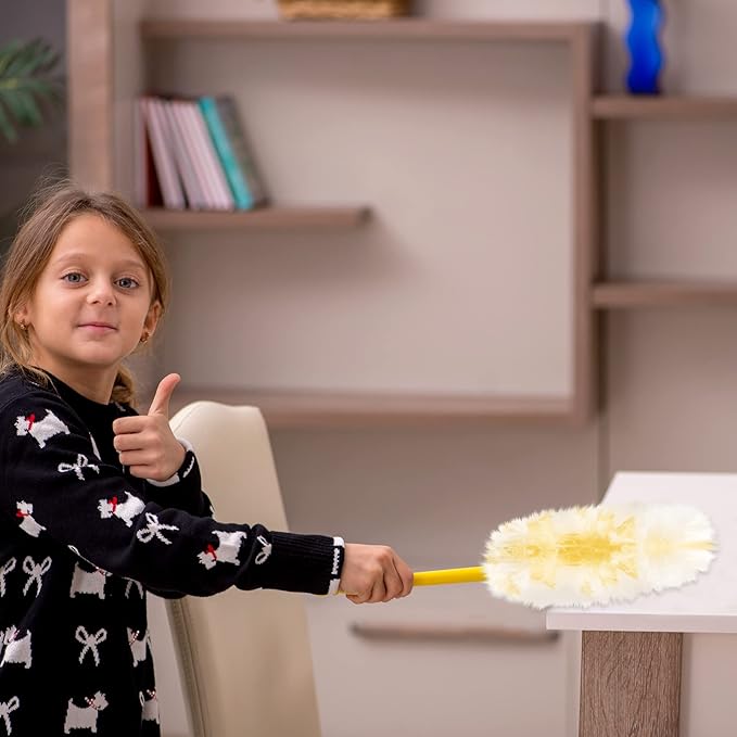Vesici 50 Pcs Duster Refills Compatible with Swiffer Dusters Bulk Disposable Replacement Thickened with 1 Handle Heavy Duty for Cleaning, Office (Yellow)