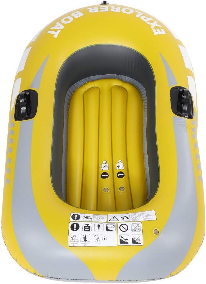 Inflatable Kayak Canoe Portable Boat 1 Person Rowing Air Boat for Swimming Pool and Lake Fishing and Diving Yellow 120lb Weight Capacity