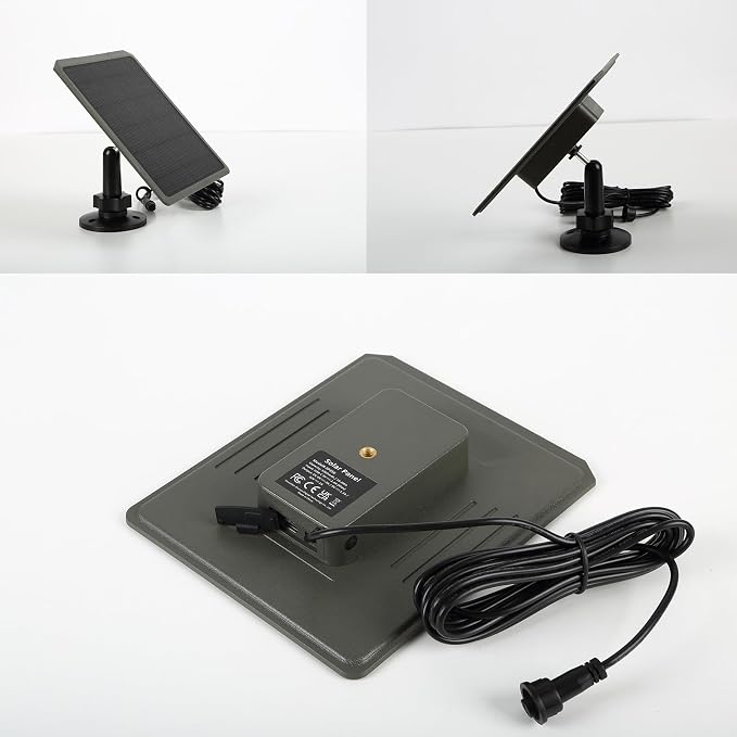 Solar Panel Wildlife Camera Solar Charger 5200 mAh/3.7V, Supports 6V/9V/12V Output, 1.7/2.1mm DC Connector for Wildlife Camera Battery and Other Small Devices