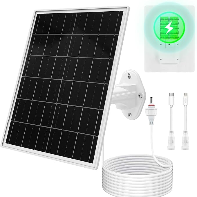 Solar Panel for Trail & Game Camera Security, Built-in Rechargeable 20000mAh Battery, USB-C & Micro USB, DC (3.5 * 1.35) with Multi-Interfaces, 5V Output, IP66 Waterproof