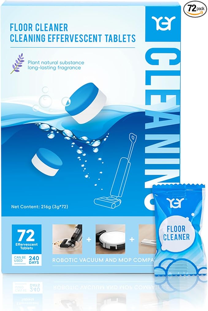 YGY Floor Cleaning Tablets,Compitable with Tineco Cleaning Solution|Clean Machine and Floor 2 in1-Getting Rid of Machine Odors|Cleaning Tablets are Easy and Safe to Use，72 pack