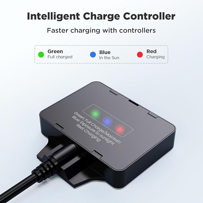 15W Solar Battery Maintainer, 2PCS 7.5W 12V Waterproof Solar Battery Charger with Smart Controller, Low-Iron Tempered Glass Solar Panel for 12V LiFePO4 Battery Dump Trailer Automotive Boat