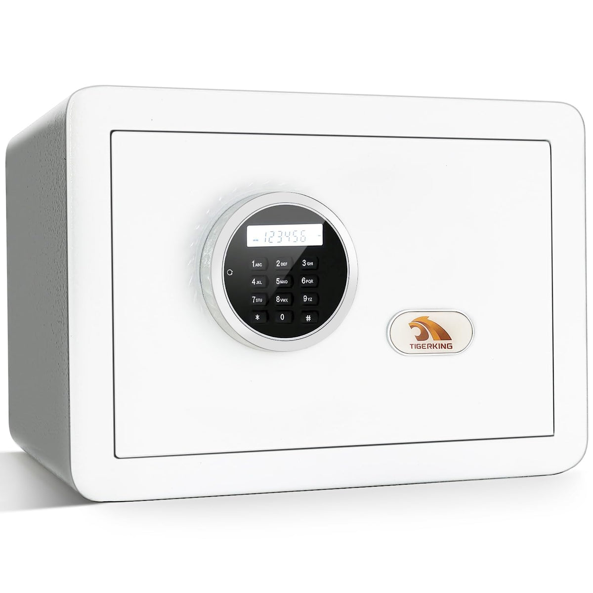 TIGERKING Small Safe Box for Home, 1.2 Cubic Feet White Safes Box with Digital Lock, Easy Assembly, Secure Electronic Locking Mechanism, Compact Personal Safe for Valuables