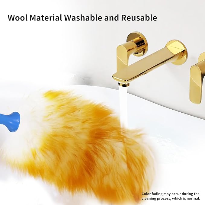 Wool Lambswool Extendable Cleaning Brush Duster 21.2-51.2in,Anti-Static with Stainless Steel Extension Pole,Comfortable Grips,for Office,Home,Car,Piano,Guitar and Other Stringed Instruments