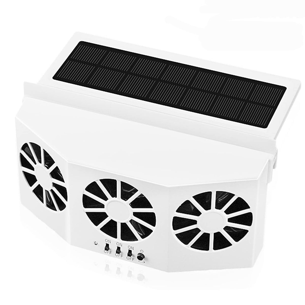 CYDZSW Car Solar Powered Window Exhaust Fan, Air Purifier, Solar Power Air Vent Radiator Fan for Backseat or Frontseat, Vehicle Ventilation Fan (White)