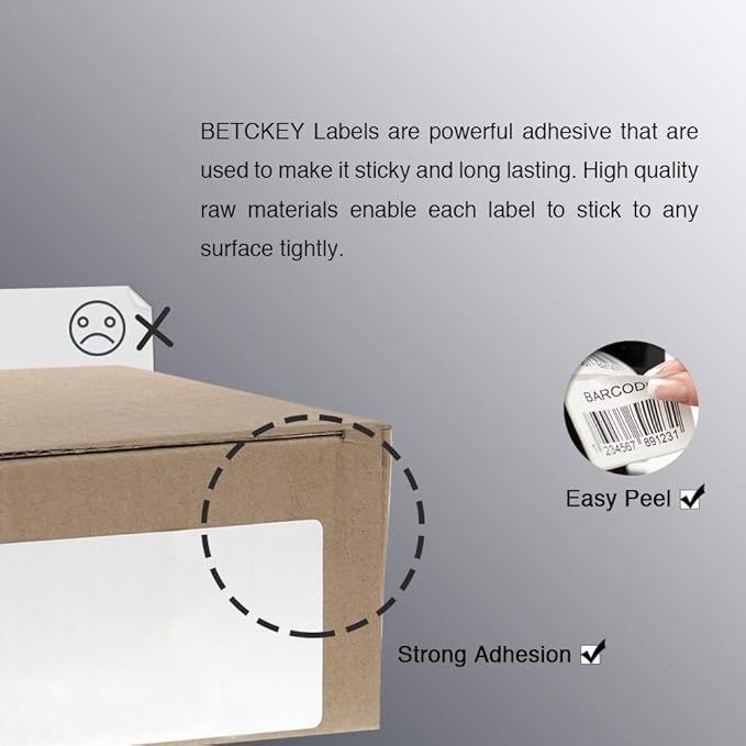 BETCKEY - 4" x 1" (102 mm x 25 mm) Multipurpose Labels Compatible with Zebra & Rollo Label Printer,Premium Adhesive & Perforated [1 Rolls, 1375 Labels]
