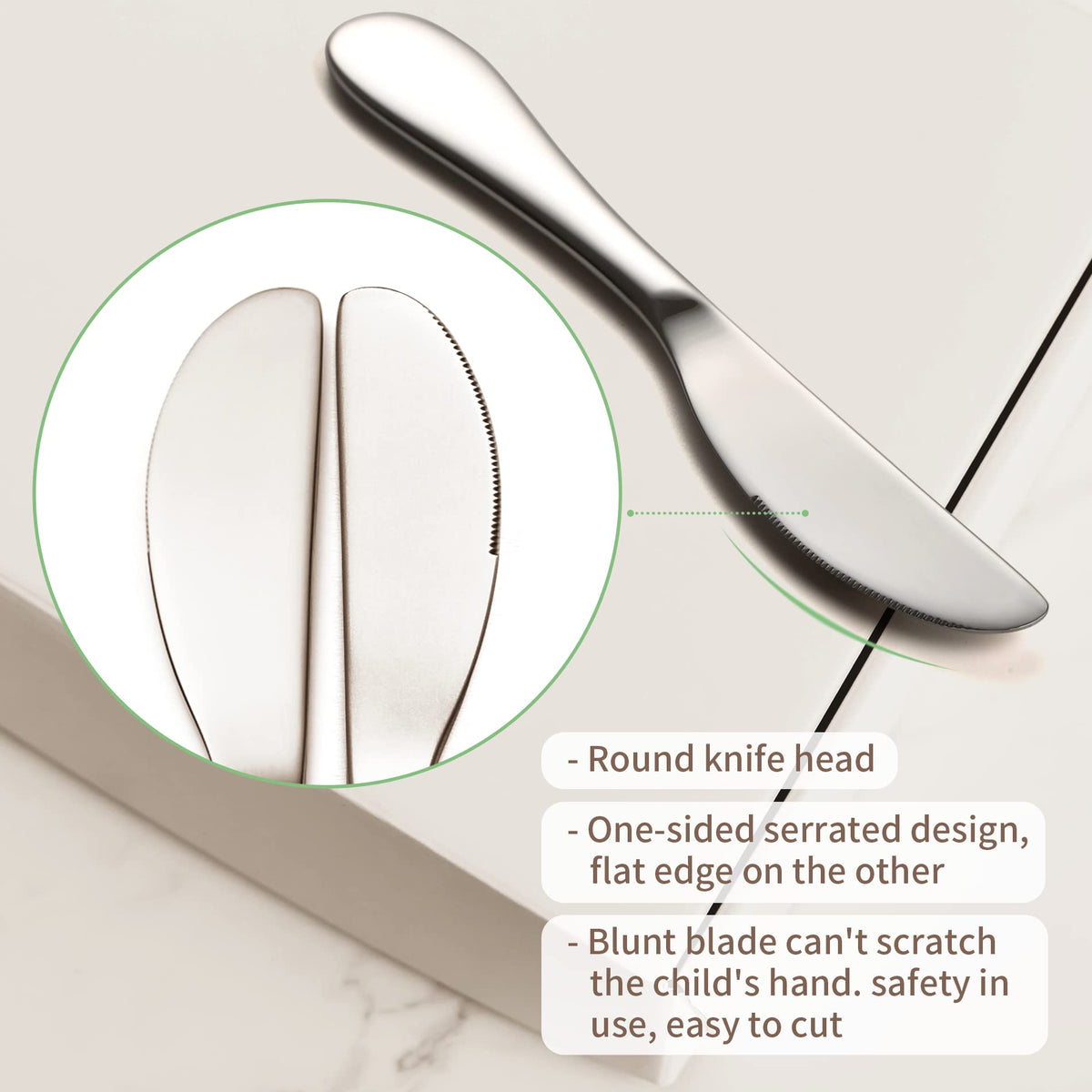 Kids Silverware Set, EIUBUIE18/10 Stainless Steel Metal Toddler Utensils, Safe Reusable Child Cutlery Flatware Includes Fork Knife Table Spoons for Eating(4 Piece, Mirror Polished)