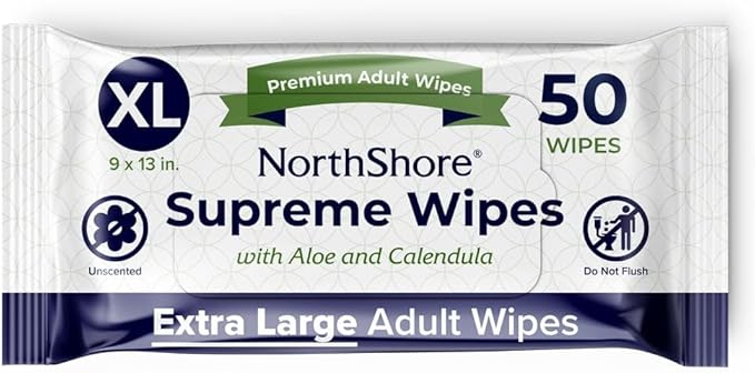 NorthShore Supreme Heavy-Duty Quilted Wipes, X-Large, 9 x 13 in., Pack of 50