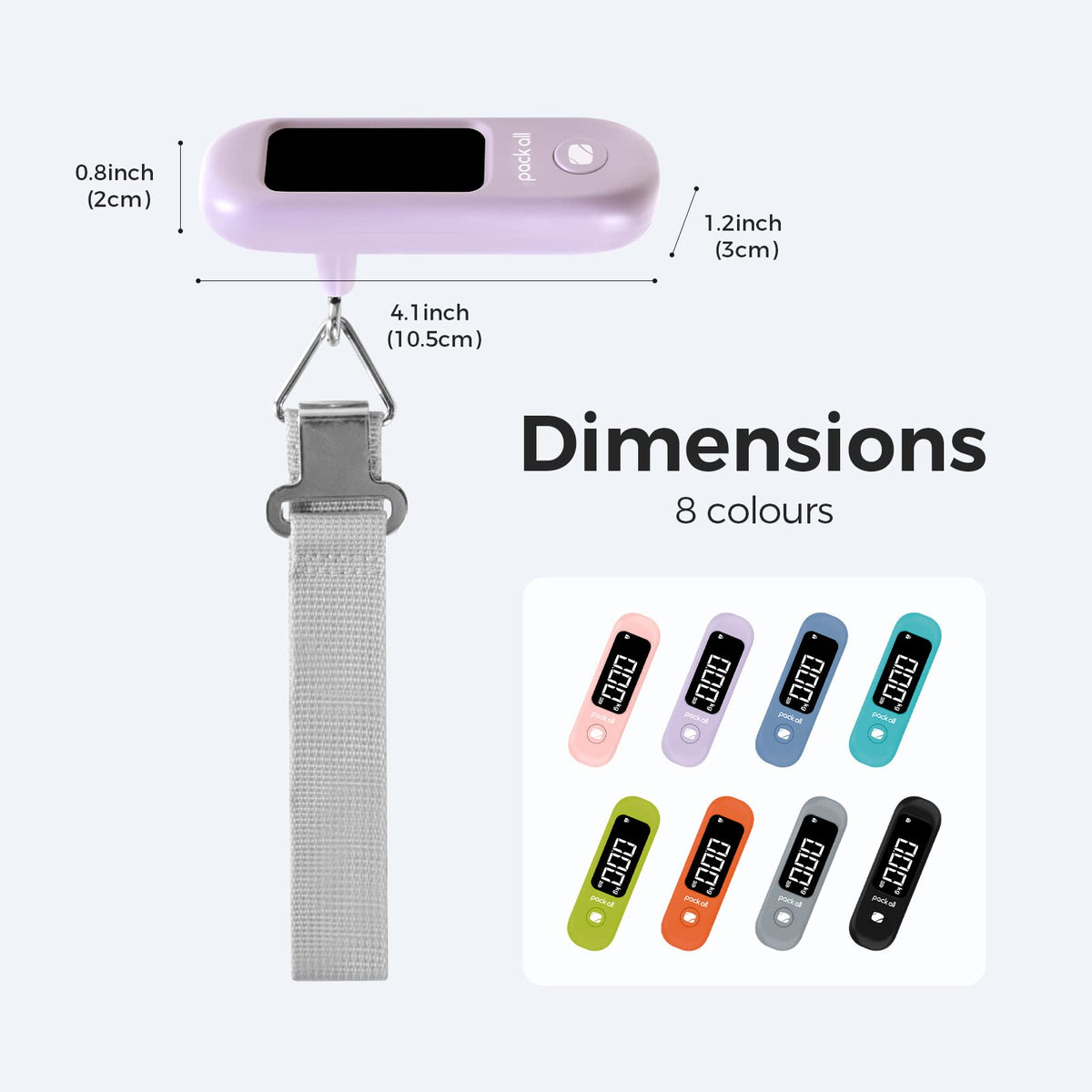 pack all 110 Lbs Luggage Scale, Digital Handheld Baggage Scale, Travel Suitcase Weight Scale with LCD Display, Battery Included, Purple