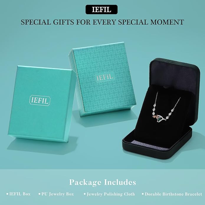 Iefil Valentines Day Gifts for Her - 925 Sterling Silver Rose Heart Birthstone Bracelets, Anniversary Birthday Gifts for Women Wife Mom Daughter, 6"+2"