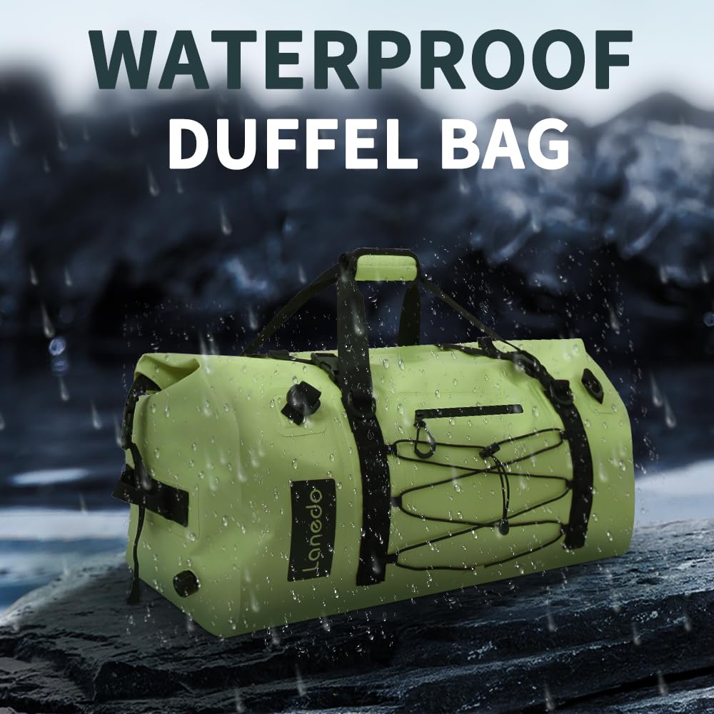Lanedo 80L Dry Bag Large Waterproof Bag Roll-Top Heavy Duty Fishing Duffel Bag with Durable Straps & Handles for Kayaking Paddle boarding Boating Rafting Fishing Canoeing Camping (Green)