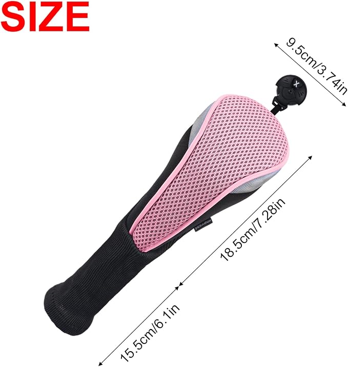 Andux 4pcs Long Neck Golf Hybrid Club Head Covers Dial No. Tag CTMT-02 | Mesh Breathable material | all the Same Size | Coloured Piping | Pull-On Closure