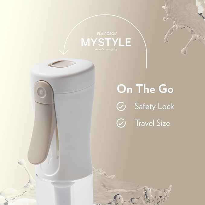 FLAIROSOL MyStyle, Spray Bottle for Hair - Small Travel Spray Bottle, Ultra Fine Continuous Water Mist for Face, Hairstyling, Salon, Cleaning, Beauty, Toners, Hydration & Makeup, 3.04oz / 90ml, White
