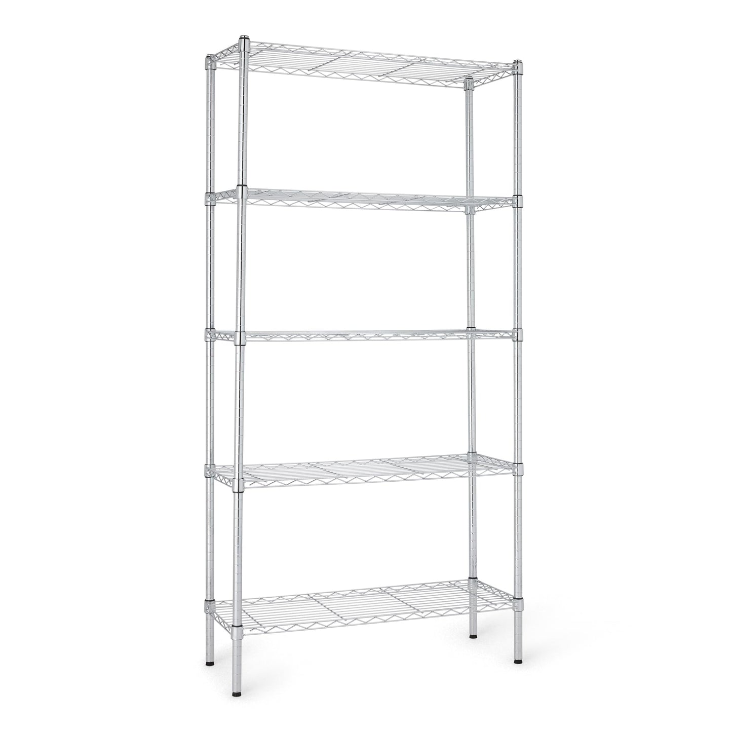 Amazon Basics 5-Shelf Adjustable Heavy Duty Steel Wire Rack, Space Saving Storage Shelving Organizer for Kitchen, Garage, No-Tool Assembly, 350 lbs Weight Capacity, 36" x 14" x 72", Chrome