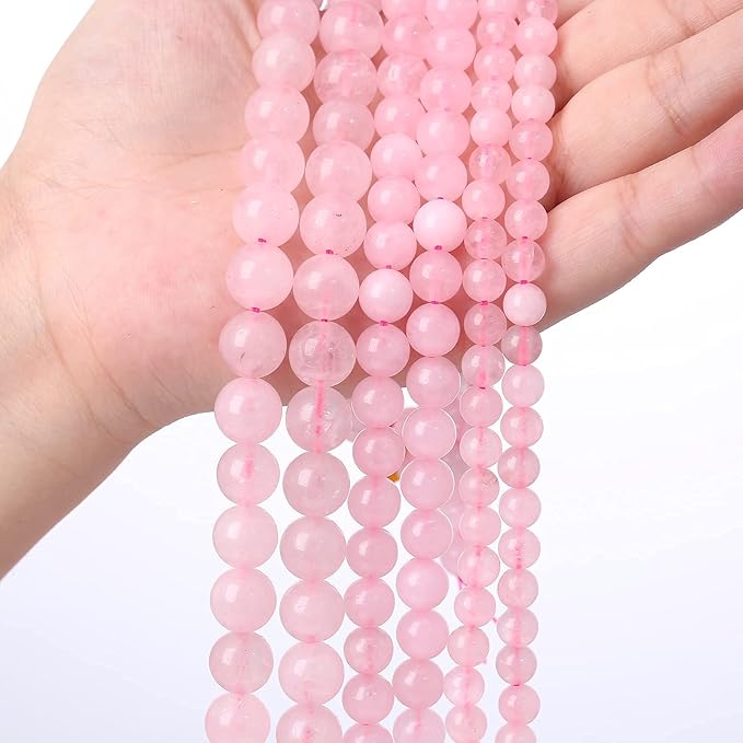 12mm Natural Rose Quartz Beads Pink Energy Crystal Round Loose Beads for Jewelry Making DIY Bracelets 15" 32pcs