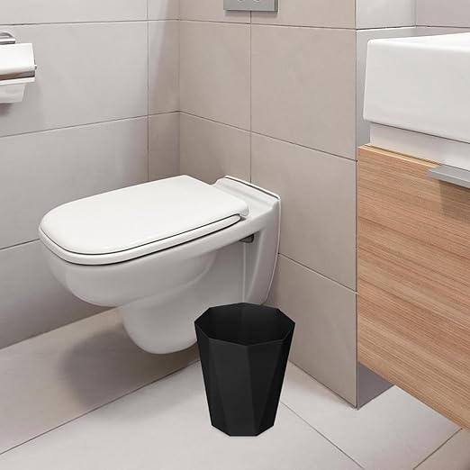 ZXJ Small Trash Can - 1.8 Gallon - Black - Waste Basket - Garbage Bin Bathroom,Kitchen,Office,Dormitory,Camping,Kids Room