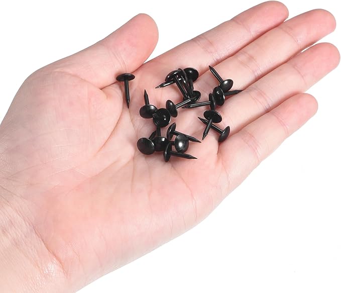 uxcell Upholstery Tacks Nail Pins Furniture, 100Pcs 7x13mm Thumb Tack Pins Assortment Kit Carbon Steel for Home Sofa DIY Decorative Nail Heads Nails, Black