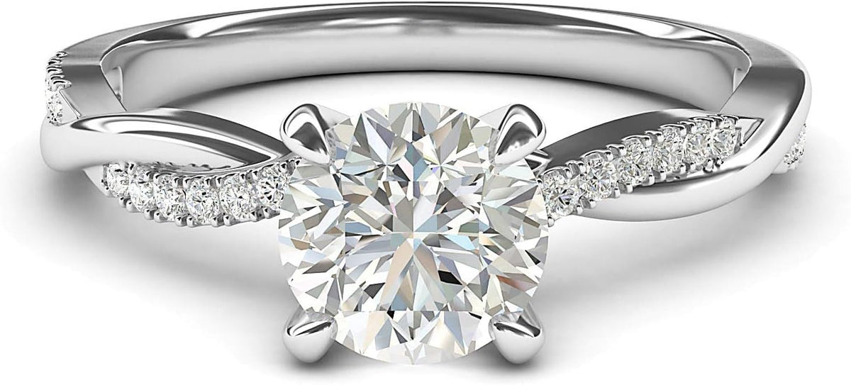 Sterling Silver 4-Prong Petite Twisted Vine Simulated 1.0 CT Diamond Or Moissanite Engagement Ring Promise Bridal Ring