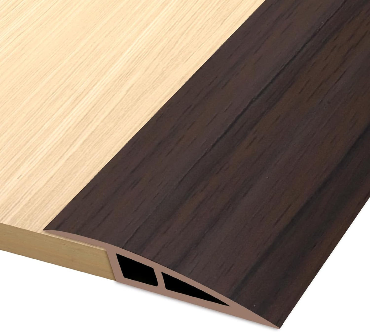 Vinyl Door Threshold Flooring Transition Strip Self Adhesive Carpet Edging Strip for Laminate Doorway Edge Threshold from 1/5" to 2/5" (Brown Wood Grain, 3.3 Ft)