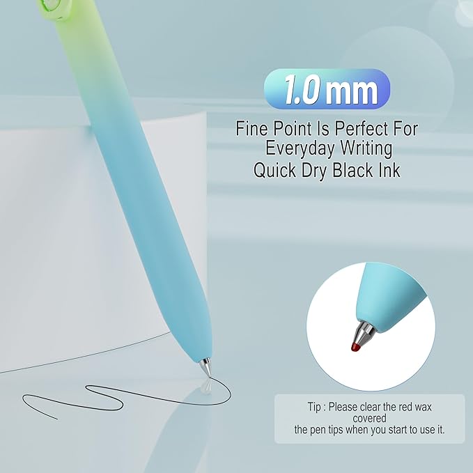 8 PCS Ballpoint Pens,Smooth Writing Pens, 1.0mm Black Ink Pens, Retractable Pens, School Office Supplies