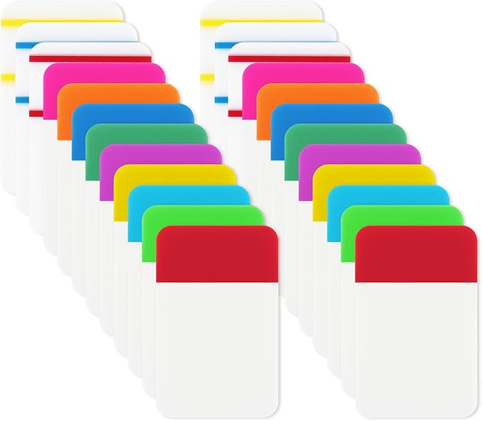 480 Pcs Index Tabs, Colored Sticky Index Tabs Transparent Waterproof Tabs for Books, Writable Repositionable Sticky Tabs for Books Suitable for Binders, Folders, Files, Books
