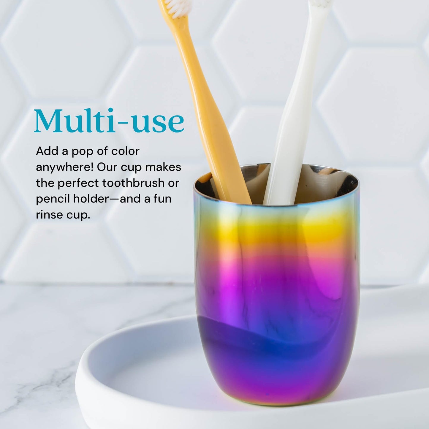 Ahimsa Stainless Steel Kids Cup, Pediatrician Designed, Colorful Toddler Cups for Open Cup Training, 8oz, 100% BPA Free & Dishwasher Safe, Single Rainbow (Rainbow / 1 Cup, 8 oz)