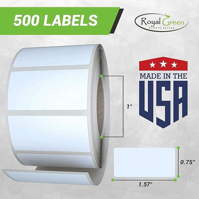 Royal Green Rectangular Color Coding Sticker Roll - Write On Labels for Folders & Organizing, 1.57" x 0.75" Stickers to Write On Name Tags for Office Supplies & Organization, 500-Pack (Neon Orange).
