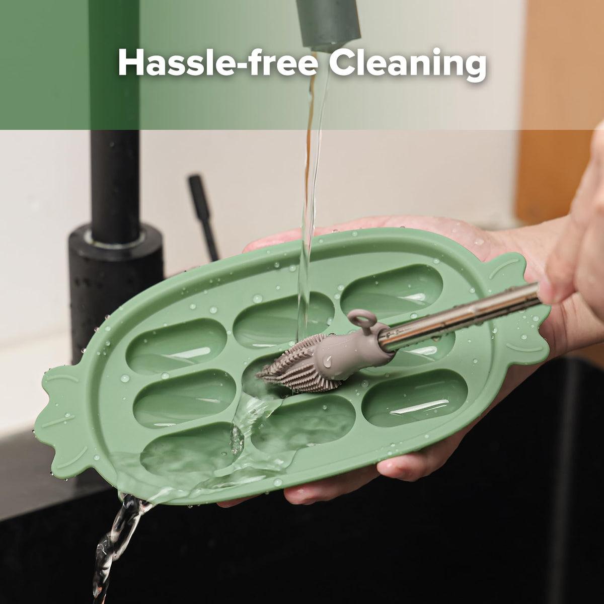Haakaa Baby Popsicle Mold - Baby Food Maker & Breastmilk Teething Freezer Tray - BPA Free Silicone-Green