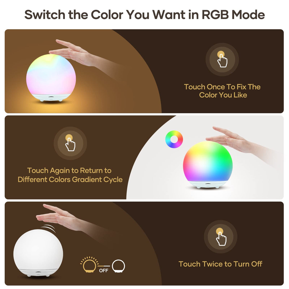 Night Light for Kids, USB Rechargeable Beside Lamp with Dimmable,Warm Light,7 Colors Changing,Touch Control, 0.5/1Hour Timer for Nursery, Baby,Bedroom,Camping