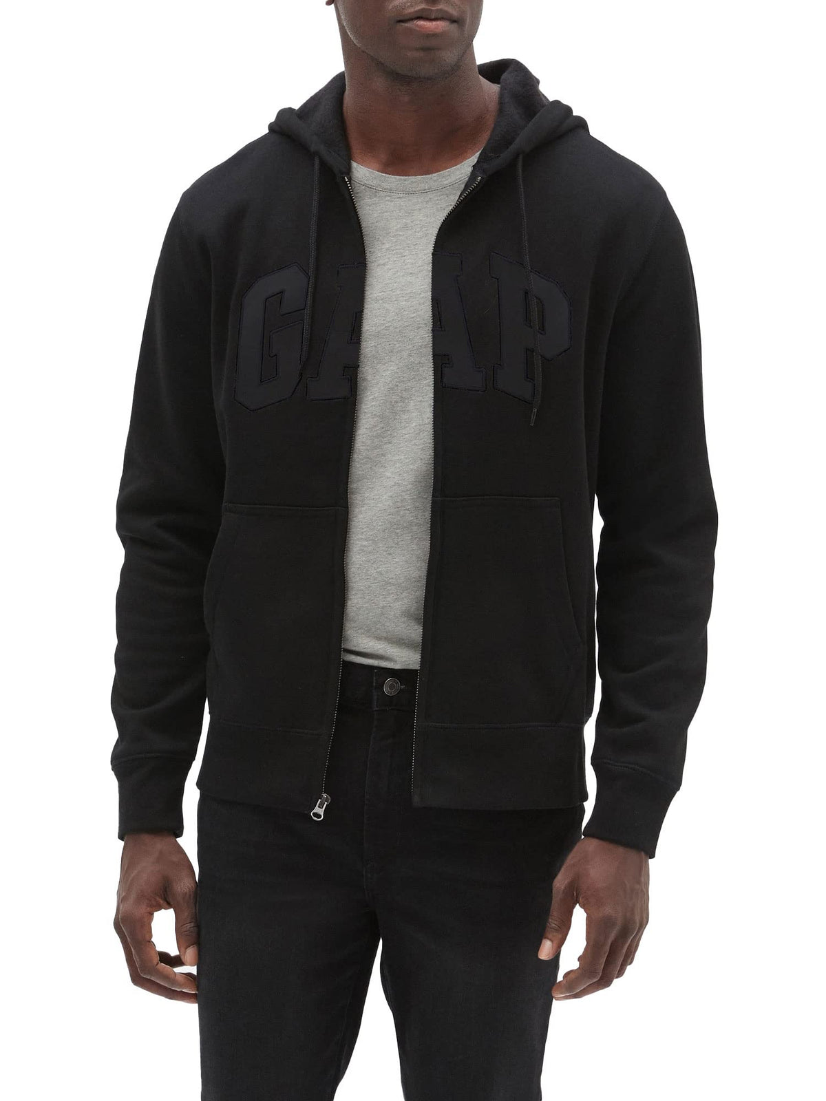 GAP mens Logo Hoodie Zip Hooded Sweatshirt, True Black V2 2, X-Large US