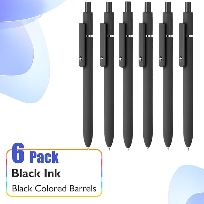 Vanhench 6PCS Elegant Black Gel Pens, Cool Construction Accessories for Dad Boyfriend, Birthday Gifts for Men/Him (6PCS Elegant Black)