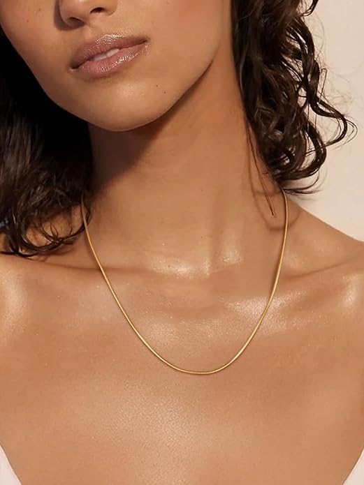 ChainsHouse Snake Chain Necklace for Women 1.2mm, 14-30" Adjustable with 5cm Extender for Pendants Lockets, Rose Gold/Stainless Steel/Black/14K Gold Hypoallergenic Dainty Jewelry Gift