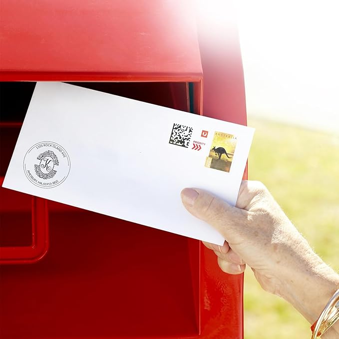 EAQ Custom Stamp Self Inking Return Address Stamp, Personalized Stamp with Text Logo | Business Logo Stamp | Address Stamp | Wedding Stamp