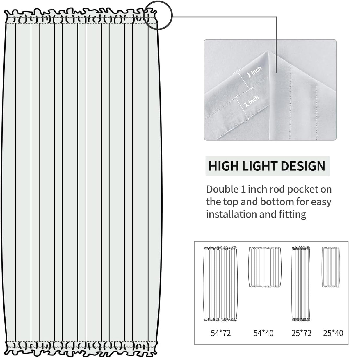 DWCN French Door Curtains – Rod Pocket Thermal Curtain for Doors with Glass Window, Kitchen and Patio Doors for Privacy, 25 X 40 Inch Length, 1 Curtain Panel with Tieback, Greyish White