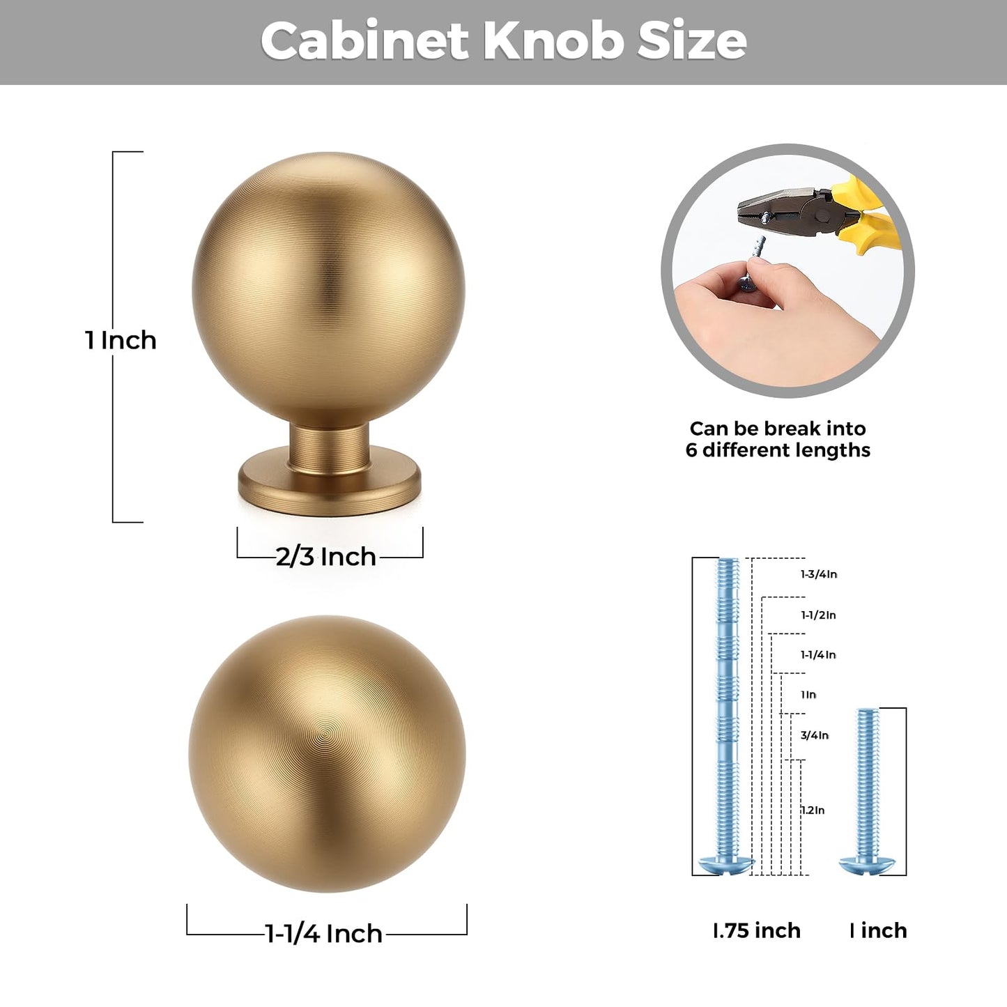 Ravinte Decor 12 Pack Champagne Bronze Cabinet Knobs, Round Ball Drawer Knobs for Cabinets and Dressers, 1" Diameter