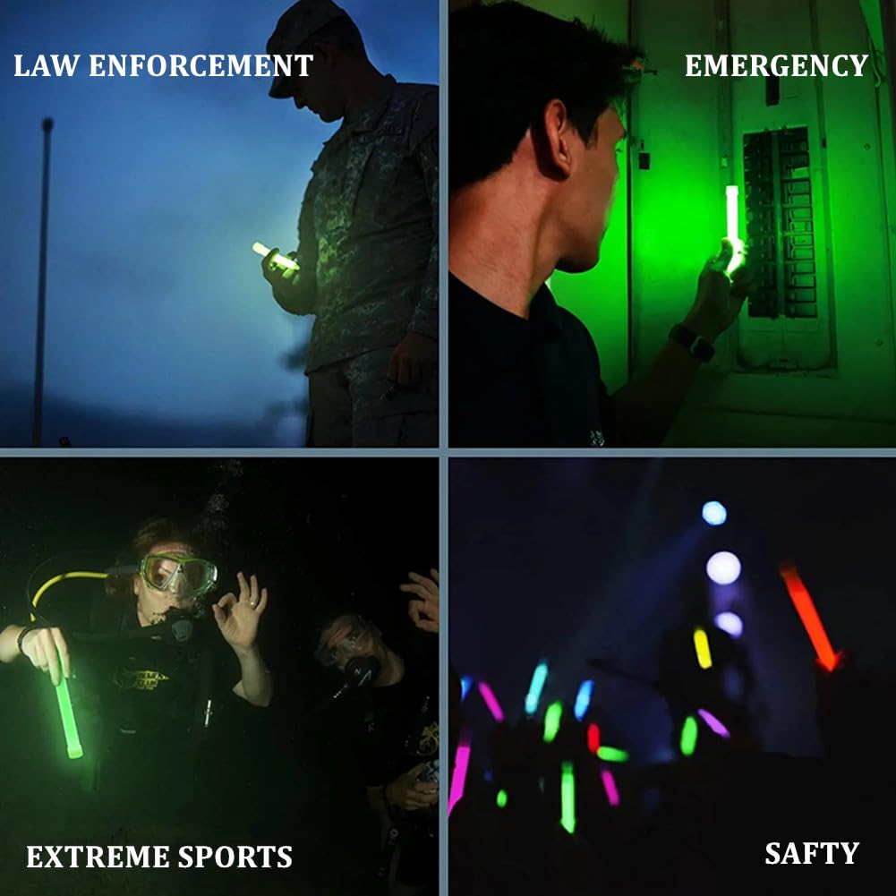 Glow Fever Emergency Safety Military Grade 6'' Lightsticks, Light Up Ultra Bright Glow Sticks with 12 Hours Duration. for Hiking Party Camping Blackouts Hurricane Shelter Survival Kit (Mixed, 30PCS)