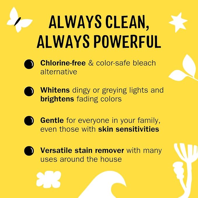 Molly's Suds Oxygen Whitener | Powerful Bleach Alternative, Chlorine Free & Color Safe | Brightens Whites and Removes Stains (Pure Lemon Essential Oil - 79 oz)